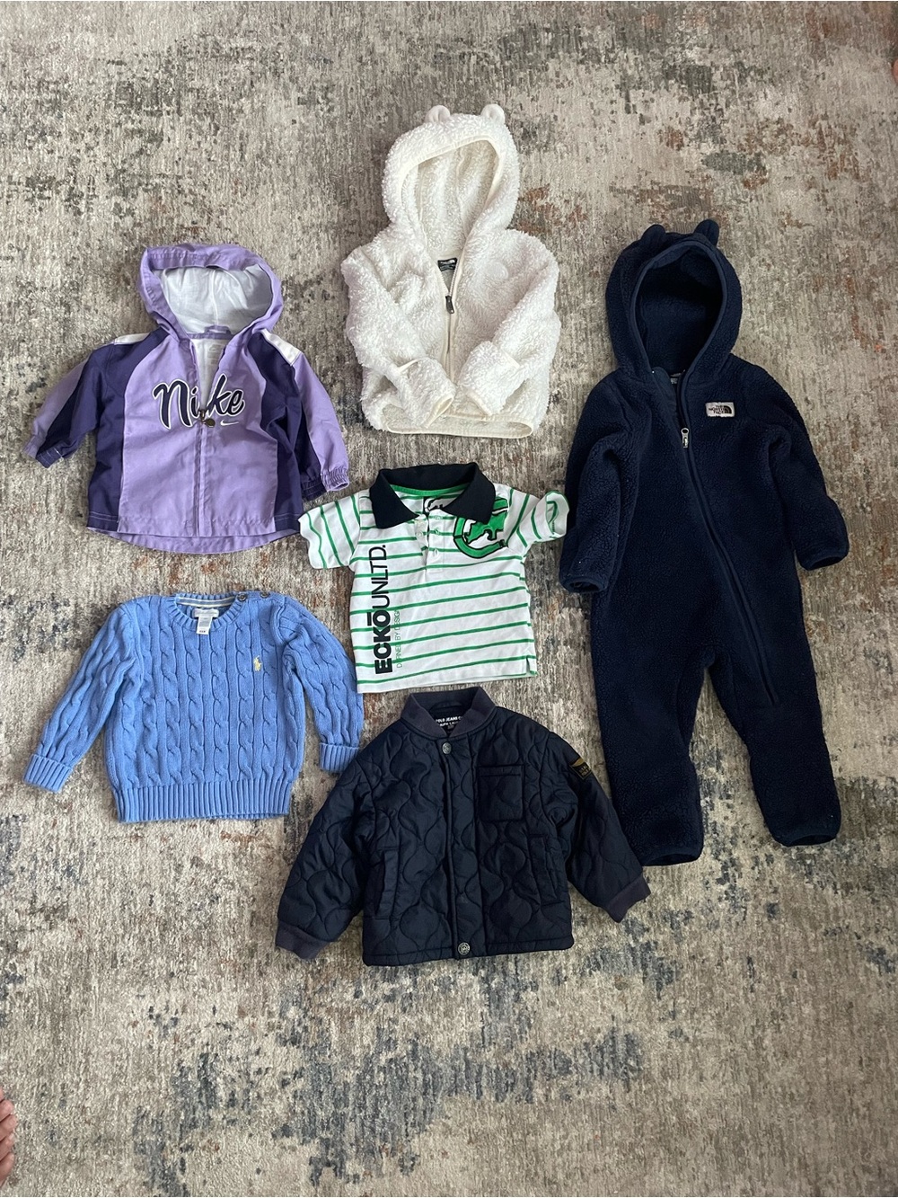 Kids Clothing Lot Bundle Of 6 Pieces Sz 12-18 Months Ralph Lauren Nike TNF Ecko